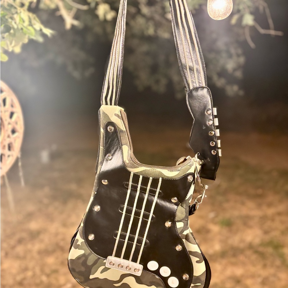 Camouflage Guitar-Shaped Crossbody Bag